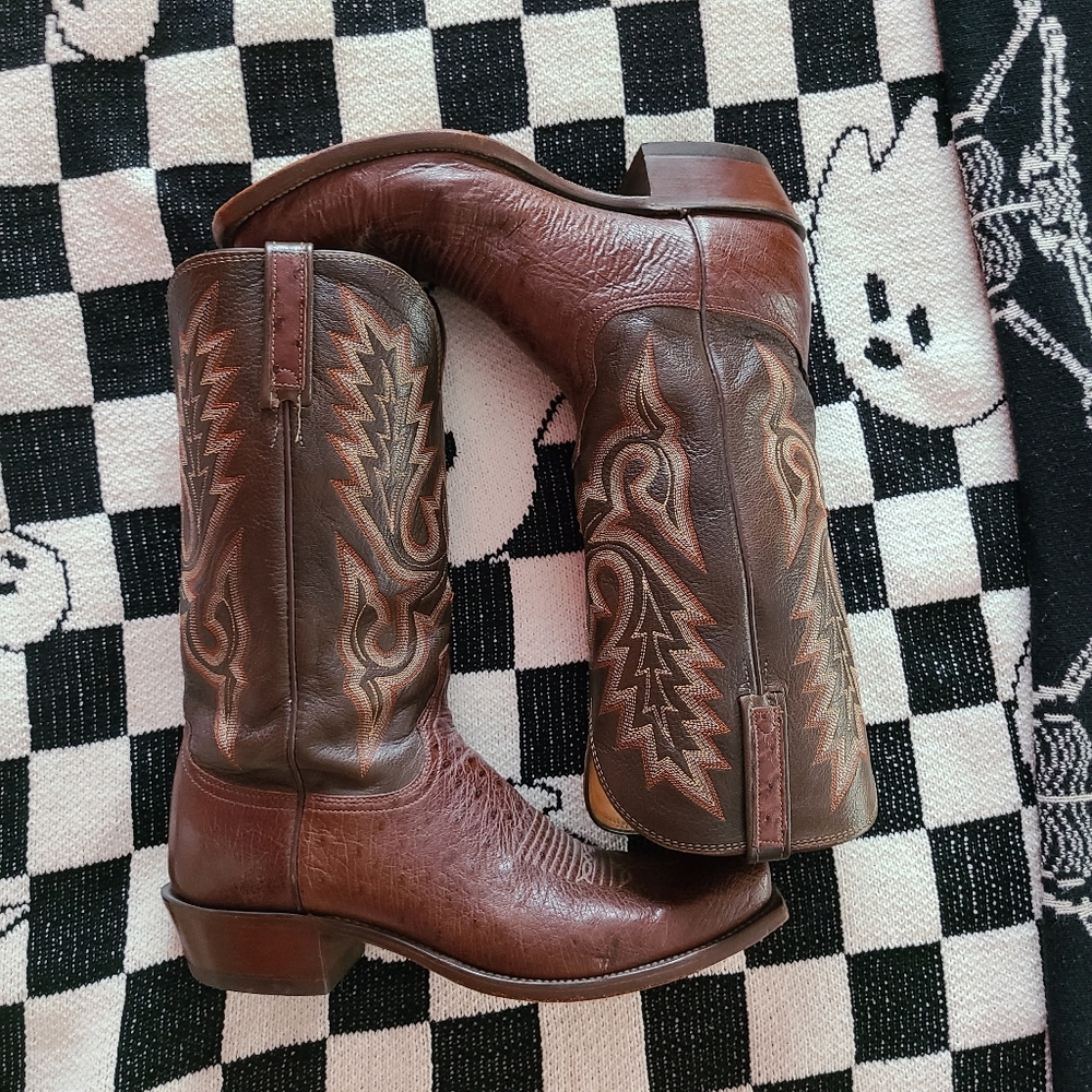 Lucchese Men's Sienna Smooth Ostrich Medium Round Toe Western Boots